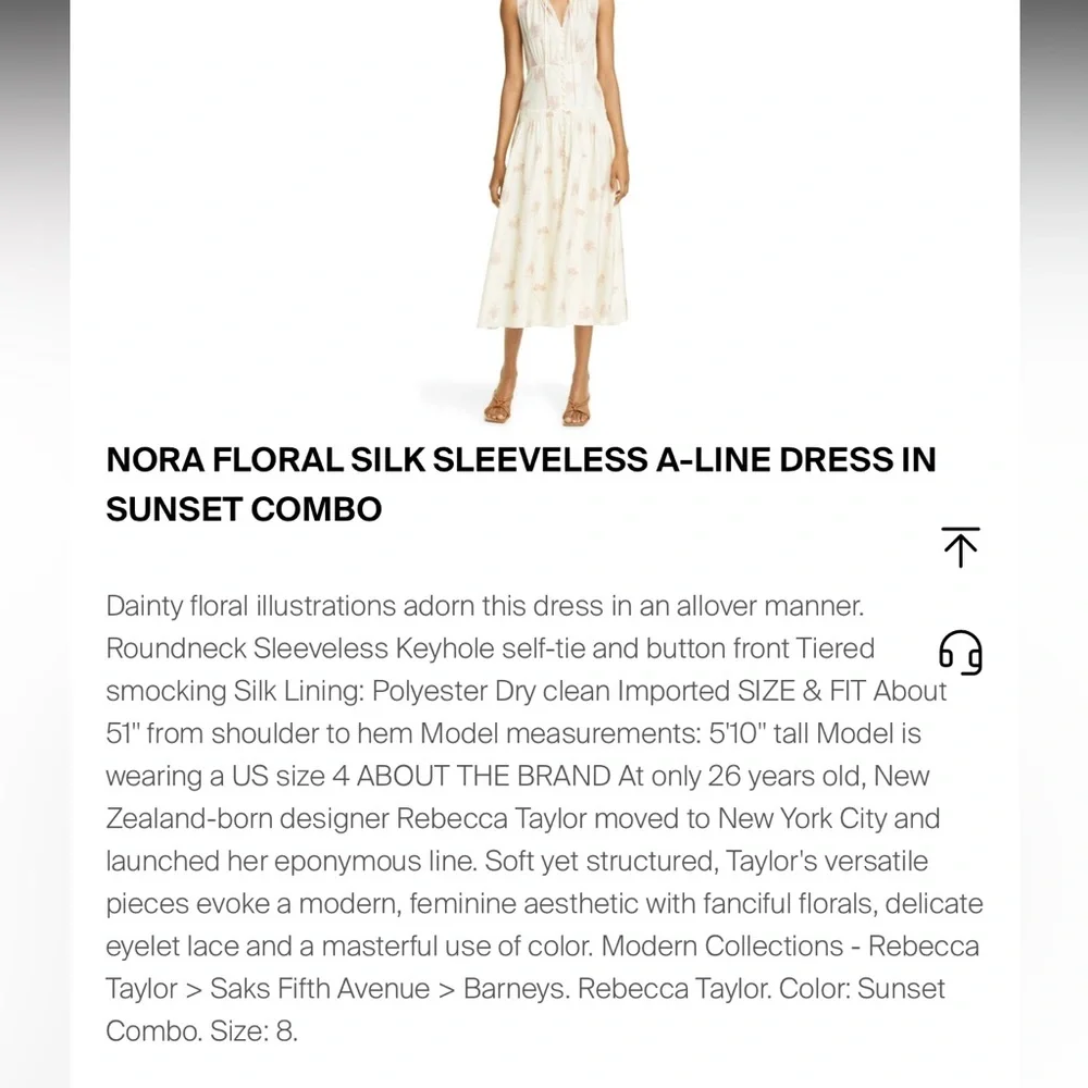 NORA FLORAL SILK SLEEVELESS A-LINE DRESS IN SUNSET COMBO - Picture 9 of 14